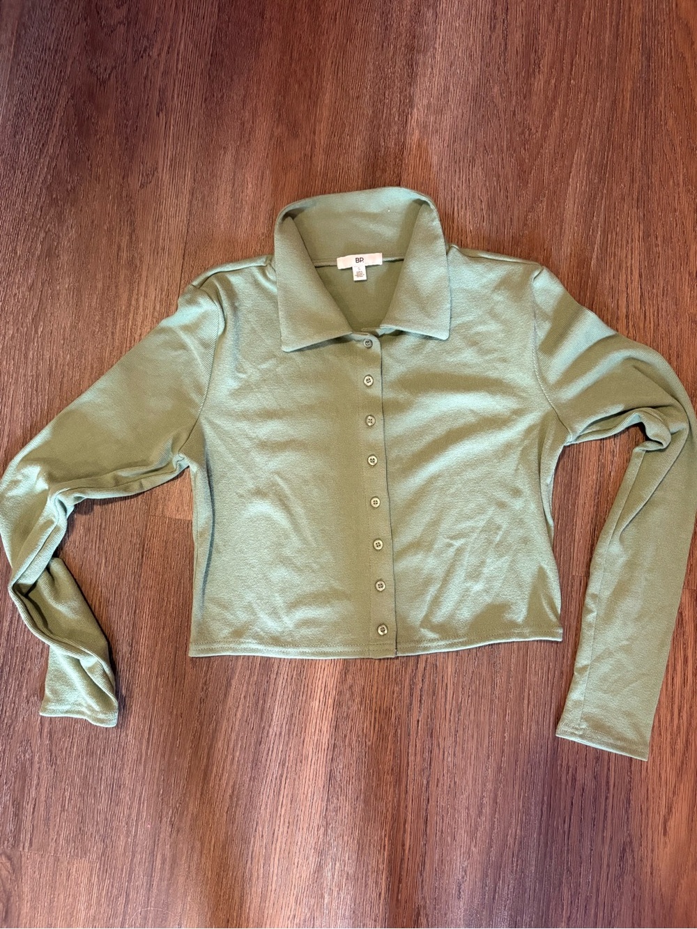 Green Collared Button-Front Women’s Top